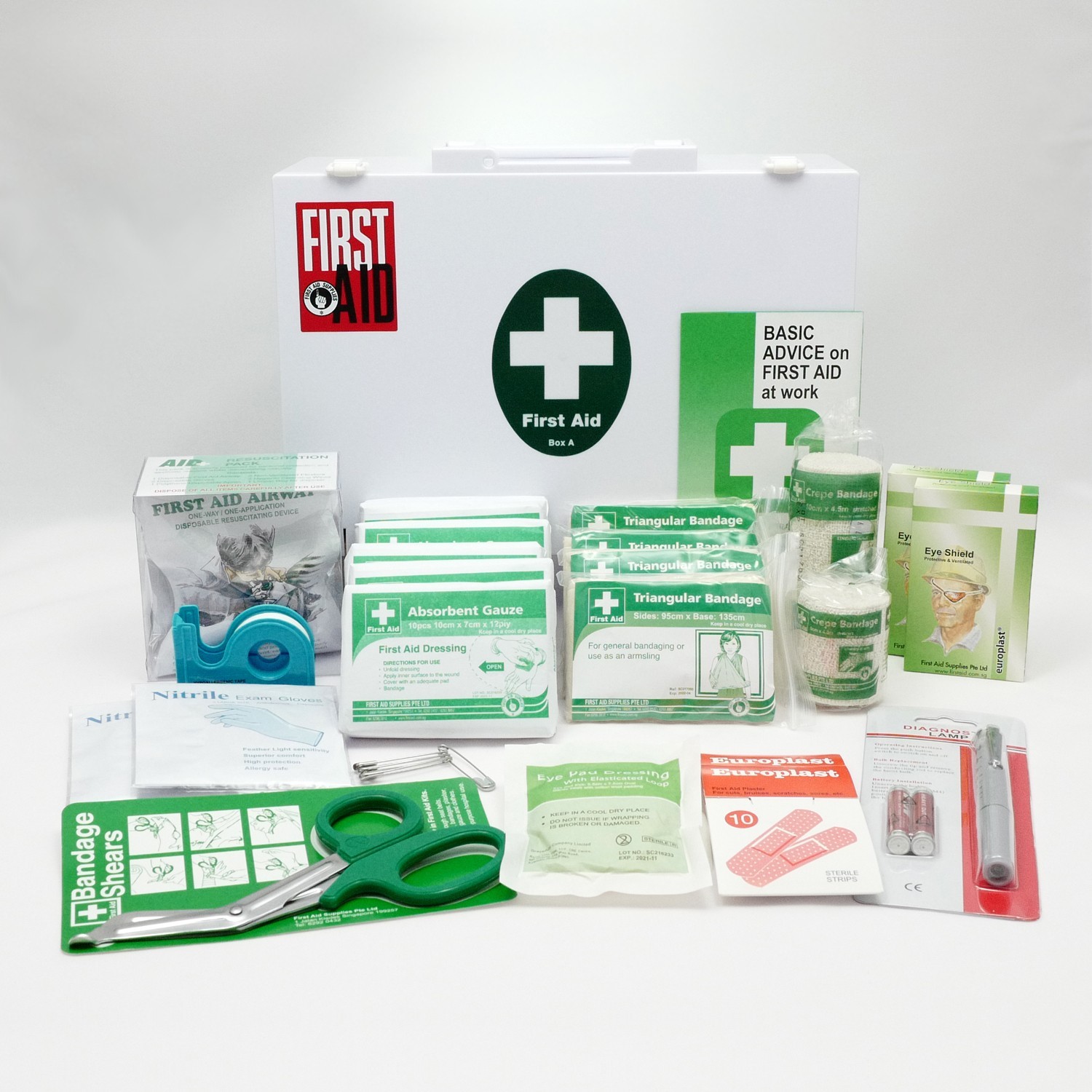 first aid kit box content